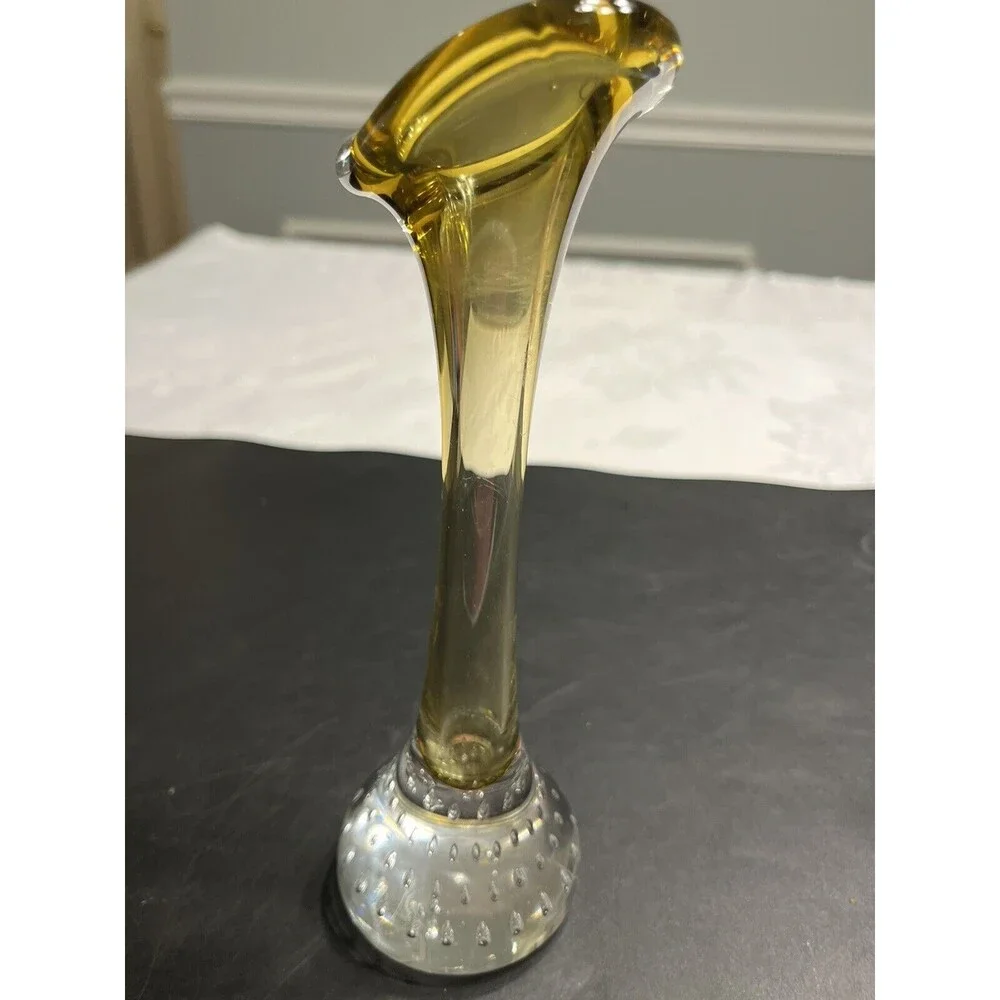 Vintage Yellow Jack in the Pulpit Bud Vase Aseda of Sweden 7.6”